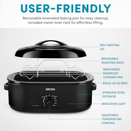 18Qt. Roaster Oven with Self-Basting Lid, Fits 22-lb. Turkey, Adjustable Temperature Settings, Keep Warm, alternate view 5