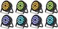 18x18W RGBLAUV LED Stage Par Lights for Stage Party Weddings, 8S in Black