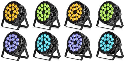 18x18W RGBLAUV LED Stage Par Lights for Stage Party Weddings, 8S in Black