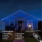 19.6Ft Plug-in 100 LED Connectable Icicle Lights 8 Modes & Timer, Blue in Blue, alternate view 2