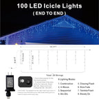 19.6Ft Plug-in 100 LED Connectable Icicle Lights 8 Modes & Timer, Blue in Blue, alternate view 4