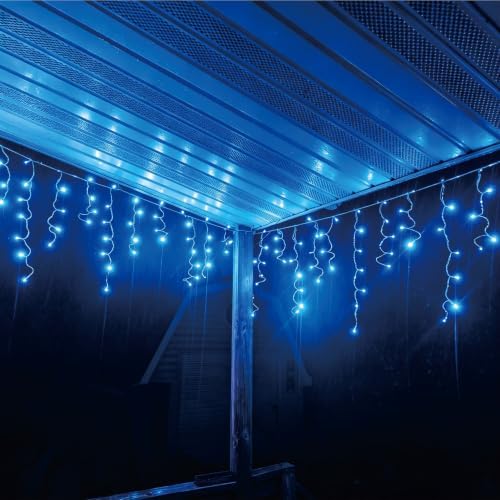19.6Ft Plug-in 100 LED Connectable Icicle Lights 8 Modes & Timer, Blue in Blue, alternate view 7