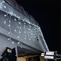 19.6Ft Plug-in 100 LED Connectable Icicle Lights 8 Modes, Timer, Cold White
