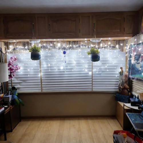 19.6Ft Plug-in 100 LED Connectable Icicle Lights 8 Modes, Timer, Cold White, alternate view 3