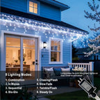 19.6Ft Plug-in 100 LED Connectable Icicle Lights 8 Modes, Timer, Cold White, alternate view 6