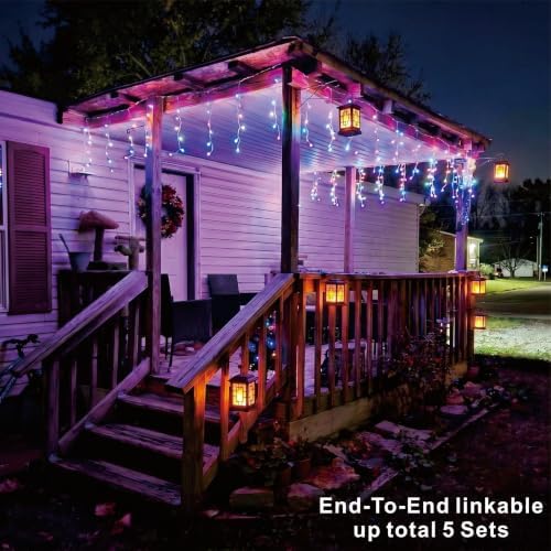 19.6Ft Plug-in 100 LED Connectable Icicle Lights 8 Modes, Timer, Multicolor, alternate view 4