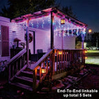 19.6Ft Plug-in 100 LED Connectable Icicle Lights 8 Modes, Timer, Multicolor, alternate view 4