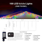 19.6Ft Plug-in 100 LED Connectable Icicle Lights 8 Modes, Timer, Multicolor, alternate view 6