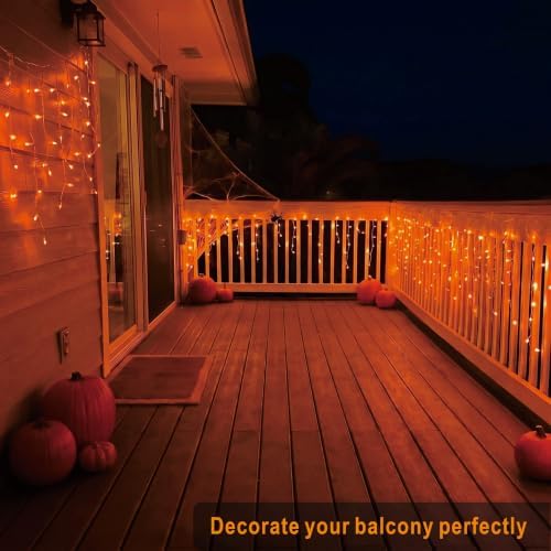 19.6Ft Plug-in 100 LED Connectable Icicle Lights 8 Modes, Timer (Orange), alternate view 4