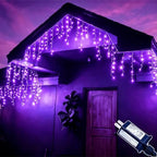 19.6Ft Plug-in 100 LED Connectable Icicle Lights 8 Modes, Timer (Purple)