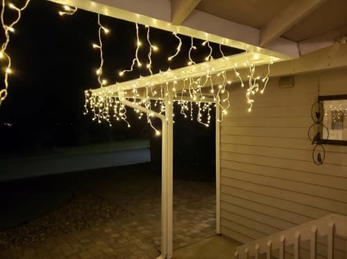 19.6Ft Plug-in 100 LED Connectable Icicle Lights 8 Modes, Timer (Warm White) in Warm White, alternate view 3