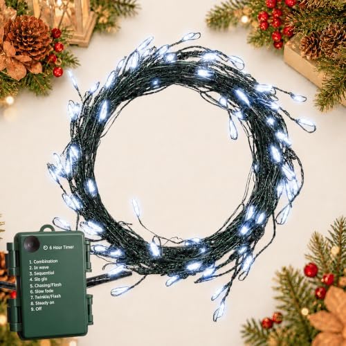 19.7FT 200 LED Battery Operated Firecracker String Lights, Cool White in Cool White
