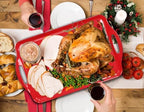 19 Inch Melamine Serving Trays with Handles, Set of 2 Extra Large Red Rectangular Platters for Food, Appetizers, alternate