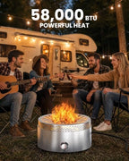 19" Outdoor Propane Fire Pit with Wind Shield, Stainless Steel, alternate view 2