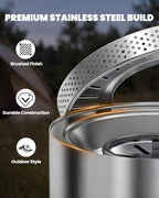 19" Outdoor Propane Fire Pit with Wind Shield, Stainless Steel, alternate view 5