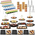 19 Pcs Cupcake Stand Holder Dessert Table Display, Black and Gold in Black and Gold