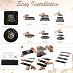 19 Pcs Cupcake Stand Holder Dessert Table Display, Black and Gold in Black and Gold, alternate view 4