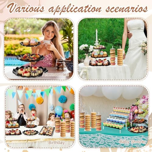 19 Pcs Cupcake Stand Holder Dessert Table Display, Black and Gold in Black and Gold, alternate view 5