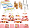 19 Pcs Cupcake Stand Holder Dessert Table Display, Clear and Pink in Clear and Pink