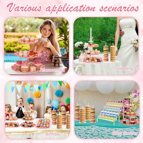 19 Pcs Cupcake Stand Holder Dessert Table Display, Clear and Pink in Clear and Pink, alternate view 4