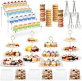 19 Pcs Cupcake Stand Holder Dessert Table Display, White and Gold in White and Gold