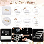 19 Pcs Cupcake Stand Holder Dessert Table Display, White and Gold in White and Gold, alternate view 4