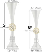 19" White Luxury Flower Vase for Wedding Centerpieces - Crystal-Embedded Tall Geometric Metal Vase for Feather, alternate