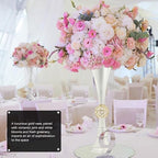 19" White Luxury Flower Vase for Wedding Centerpieces - Crystal-Embedded Tall Geometric Metal Vase for Feather, alternate