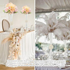 19" White Luxury Flower Vase for Wedding Centerpieces - Crystal-Embedded Tall Geometric Metal Vase for Feather, alternate