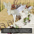 19" White Luxury Flower Vase for Wedding Centerpieces - Crystal-Embedded Tall Geometric Metal Vase for Feather, alternate