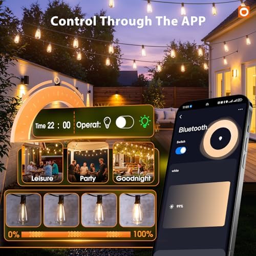 196(49FT*4) Outdoor String Lights with APP LED Edison Waterproof, alternate view 3