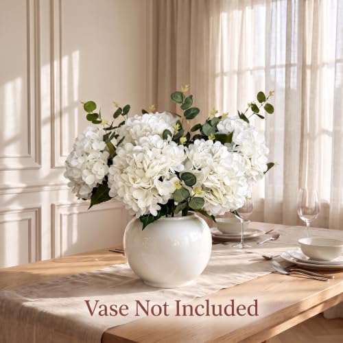 196-Petal Artificial Hydrangea Flowers & 9-Branch Eucalyptus Arrangement, alternate view 2