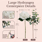 196-Petal Artificial Hydrangea Flowers & 9-Branch Eucalyptus Arrangement, alternate view 3
