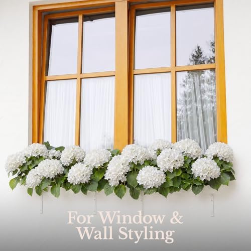 196-Petal Real Touch White Hydrangea Artificial Flowers, 4PCS, 21" Stems in 4 Ivory, alternate view 6