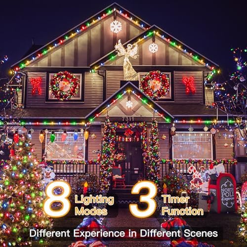 198FT 600LED Outdoor Christmas Lights with Remote, 8 Modes Multicolor in Multicolor, alternate view 4