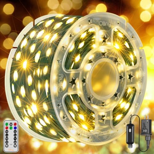 198FT 600LED Outdoor Christmas Lights with Remote, 8 Modes Warm White in Warm White