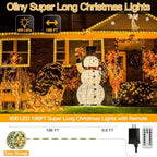 198FT 600LED Outdoor Christmas Lights with Remote, 8 Modes Warm White in Warm White, alternate view 2