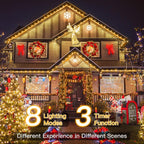 198FT 600LED Outdoor Christmas Lights with Remote, 8 Modes Warm White in Warm White, alternate view 4
