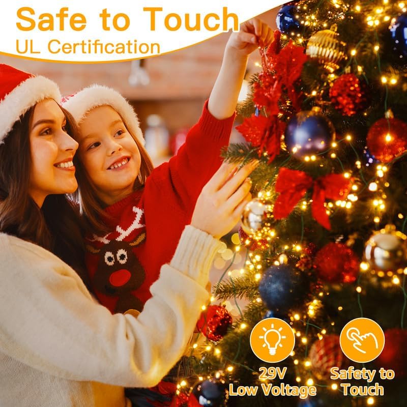 198FT 600LED Outdoor Christmas Lights with Remote, 8 Modes Warm White in Warm White, alternate view 6