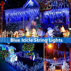 19FT Christmas Icicle Lights Outdoor Connectable Blue, alternate view 7