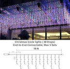 19FT Christmas Icicle Lights Outdoor Connectable Multicolor, alternate view 3