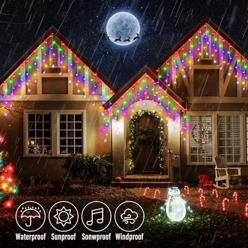 19FT Christmas Icicle Lights Outdoor Connectable Multicolor, alternate view 4