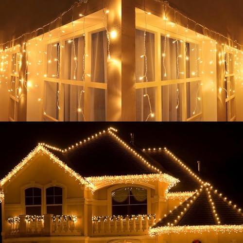 19FT Christmas Icicle Lights Outdoor Connectable Warm White, alternate view 6