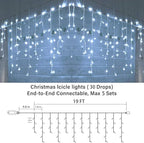 19FT Christmas Icicle Lights Outdoor Connectable White, alternate view 3