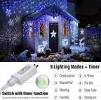 19FT Christmas Icicle Lights Outdoor Connectable White & Blue, alternate view 2