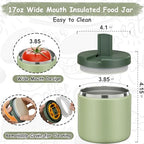 19oz Insulated Vacuum Food Jar with Buckle Lid Wide Mouth Soup Thermo for Hot Food Kids Leakproof Stainless, alternate view 2