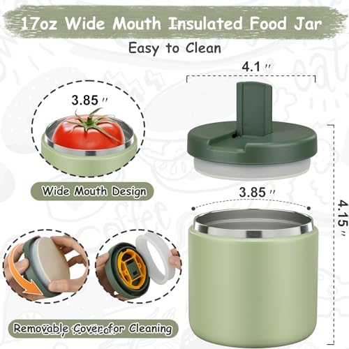 19oz Insulated Vacuum Food Jar with Buckle Lid Wide Mouth Soup Thermo for Hot Food Kids Leakproof Stainless, alternate view 2