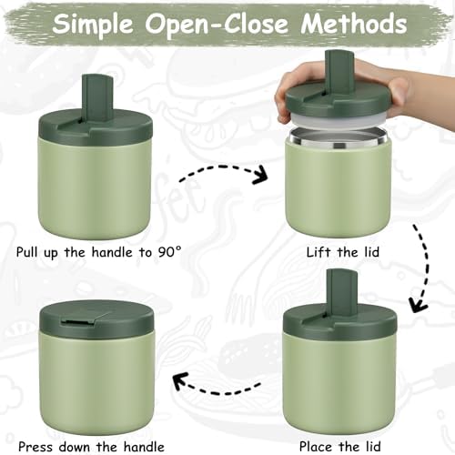 19oz Insulated Vacuum Food Jar with Buckle Lid Wide Mouth Soup Thermo for Hot Food Kids Leakproof Stainless, alternate view 3