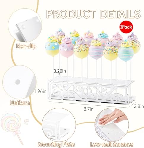 1Pack Metal Cake Pop Stand Display for Dessert Table,12 Holes Lollipop Holder Stand for Drying, Wedding, Shower, alternate