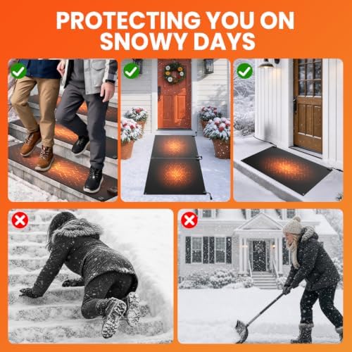 1Pc 10x30in Snow Melting Mat Outdoor, Heated Stair Mats (No Power Cord), alternate view 7